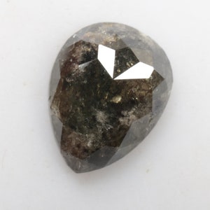 1.77 CT 9.8 X 7.5 MM Natural Loose Pear Shape Diamond, Grey Black color Pear Shape Rosecut Diamond, For Salt and Pepper Diamond Ring, G544