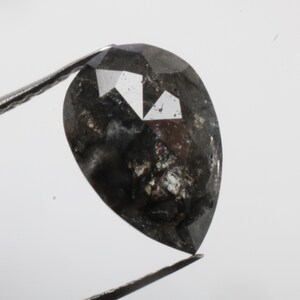 1.08 CT 9.3 X 6.3 MM Natural Loose Pear Shape Diamond, Grey Black color Pear Shape Rosecut Diamond, For Salt and Pepper Diamond Ring, G545