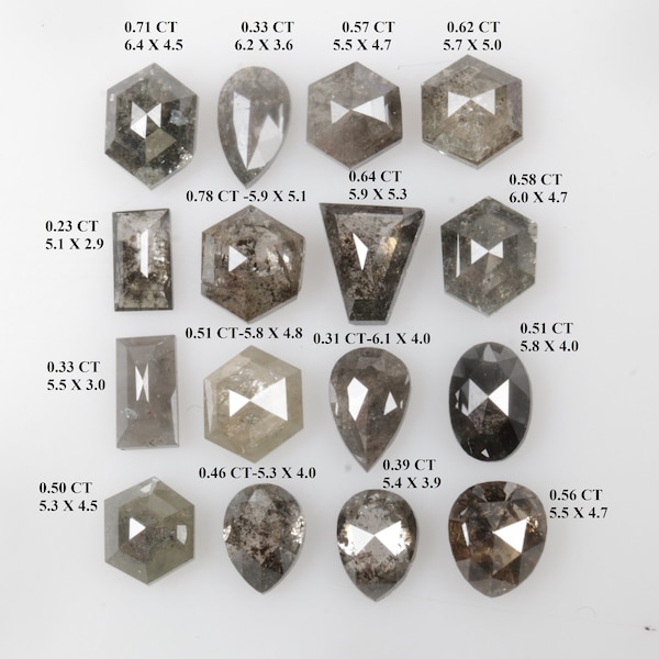Salt and Pepper Diamond, Natural Loose Diamond, Hexagon/Pear/Baguette cut Diamond, Grey/Black color Diamond For Engagement Ring Gift G2005