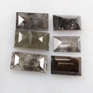 2.07 CT 6.3 X 3.1 MM to 5.1 X 3.0 MM Natural Loose Baguette Cut Diamond, Grey Black color Baguette Diamond, Natural Loose Diamond 6pcs G1086