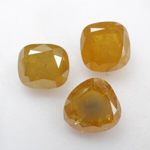 2.63 CT 5.9 X 5.6 MM to 5.5 X 4.8 MM | Natural Loose Diamond | Pear/Cushion cut Diamond | Yellow color Diamond | Rustic Diamond | 3pcs G710