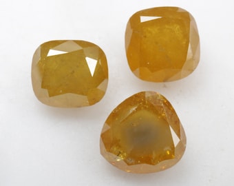 2.63 CT 5.9 X 5.6 MM to 5.5 X 4.8 MM | Natural Loose Diamond | Pear/Cushion cut Diamond | Yellow color Diamond | Rustic Diamond | 3pcs G710