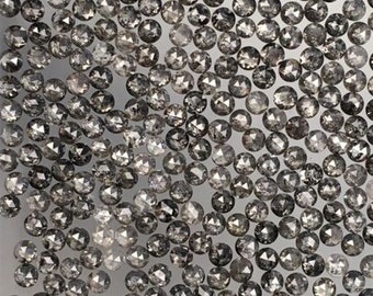 2.0 MM Natural Loose Round Rosecut Diamond, Salt and Pepper Round Shape Black/Grey color Rosecut Diamond For Engagement/Wedding Ring Gift