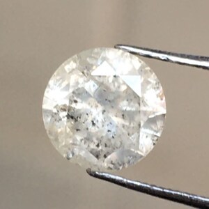 0.81 CT 6.0 MM Natural salt and pepper Round Brilliant cut diamond, White Grey color for Personalized Handmade Engagement Gift Ring G7