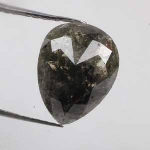 1.70 CT 9.7 X 7.5 MM Natural Loose Pear cut Diamond, Black Color Pear Shape Rosecut Diamond, For Salt and Pepper Diamond Ring, G463