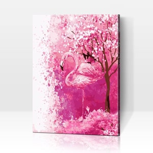 Flamingo in a pink dream world - Paint by numbers