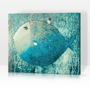 The fat blue fish with the house - painting by numbers