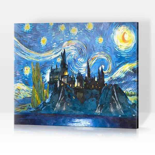 Van Goghs Sternennacht trifft Hogwarts - Malen nach Zahlen