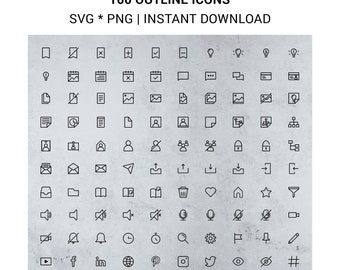 Iconos minimalistas de contorno: Negocios, redes sociales, SVG, PNG, descarga instantánea.