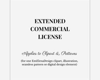 Extended Commercial License for One Digital Design, Unlimited Physical End Products, Design Sold Separately