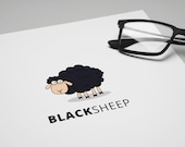 Funny Black Sheep Vector Illustration, Clipart, Digital Download