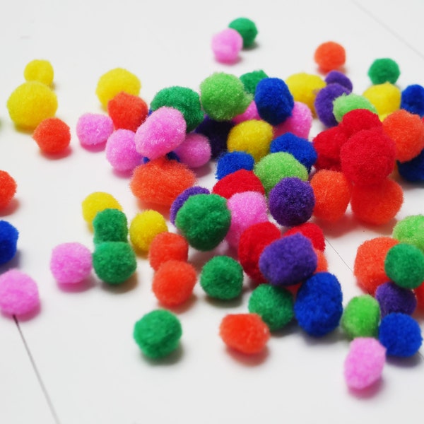 Pompons 15mm, 20mm oder 30mm Bunter Mix Pompon Bommel Plüsch Nähen Basteln Flauschigen Bälle für Kreative Handwerk