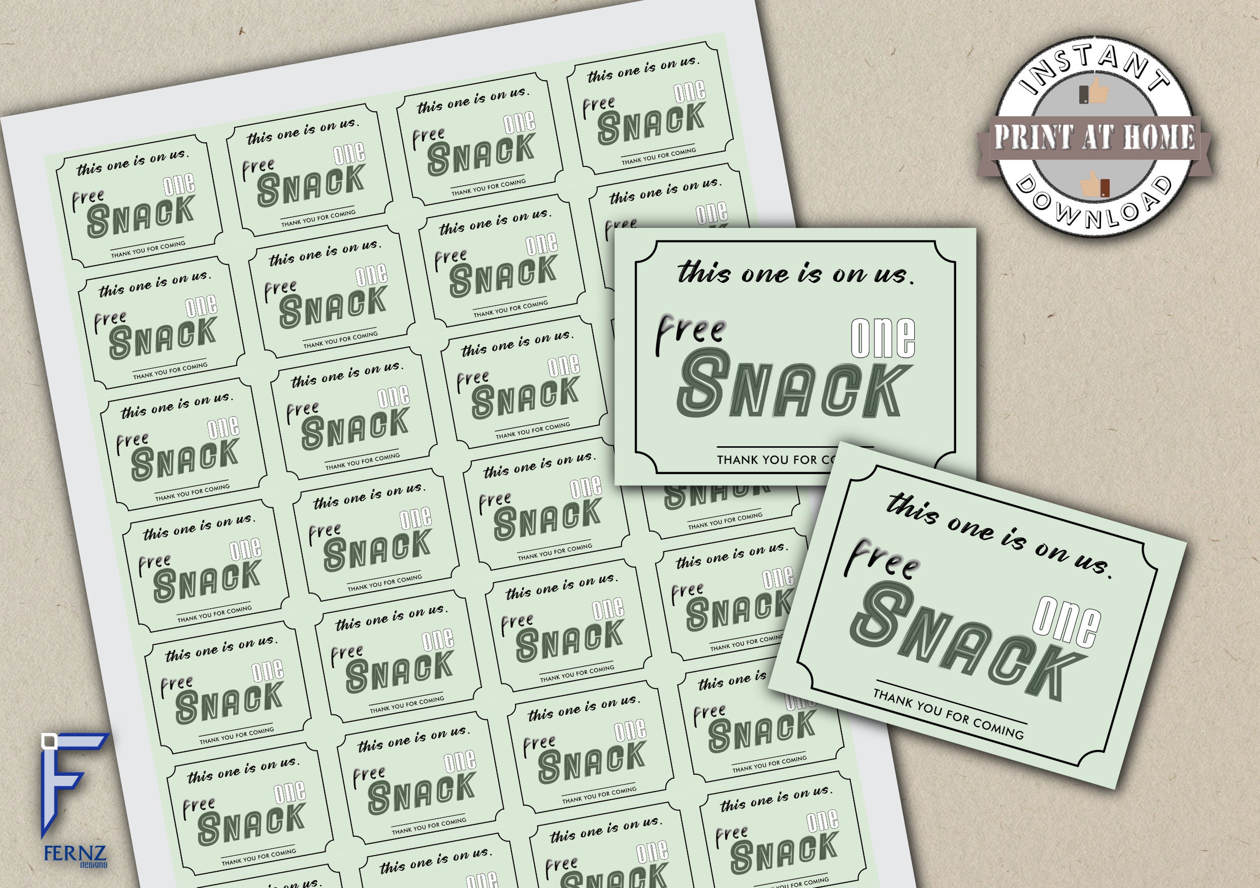 Printable Snack Voucher, Event Ticket, Party Coupons - Etsy