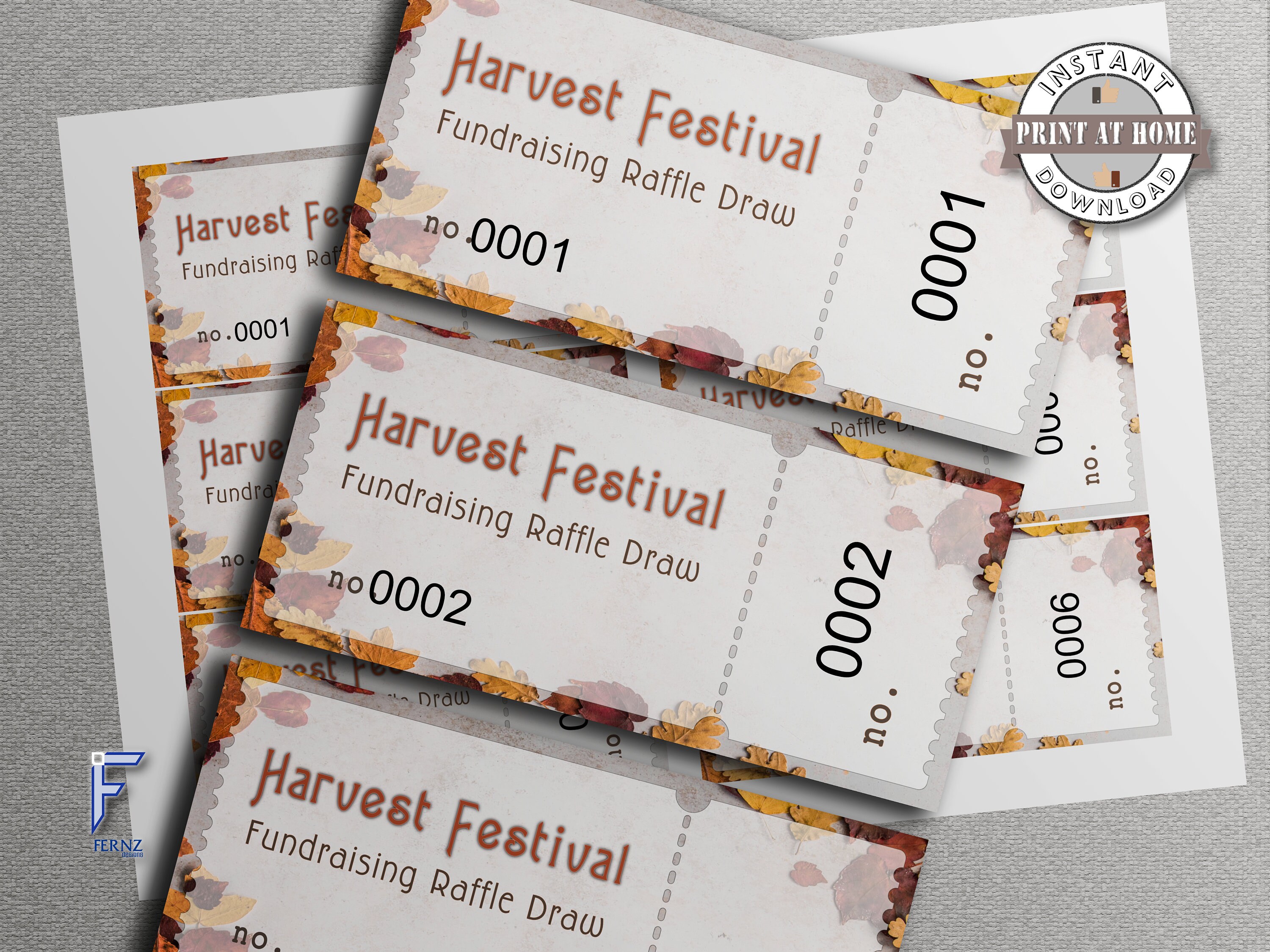 HARVEST FESTIVAL FUNDRAISING Raffle Tickets, 1-500 Fundraising Tickets ...