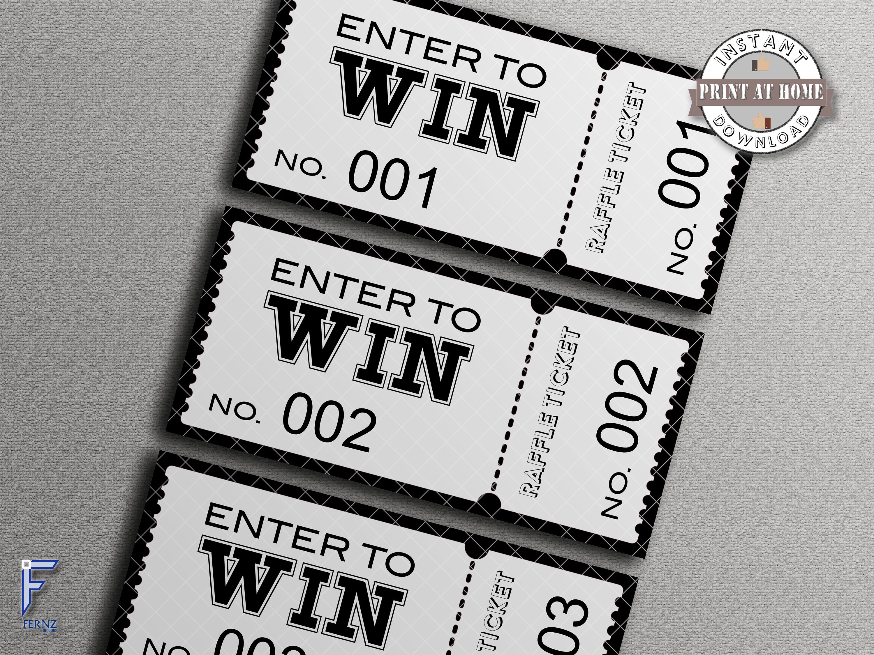ENTER TO WIN Raffle Ticket Coupon, Raffle Ticket, Activity Raffle Ticket Numbers, Fundraising Raffle Ticket Coupon, Printable Raffle Ticket