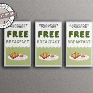 FREE BREAKFAST VOUCHER in vibrant color, Breakfast Tickets, Event Ticket, Activity Meal vouchers, Print At Home, Trending ticket