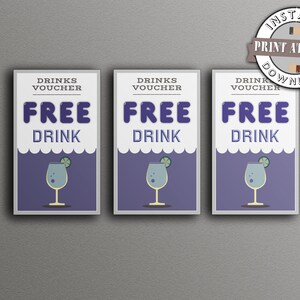 FREE DRINK TICKET Gutscheine, Trinkkarten, Event Ticket, Gutscheine für Aktivitätsgetränke, Print Home, Trending Ticket