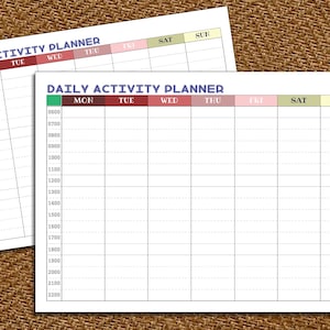 DAILY ACTIVITY PLANNER, Printable Daily Activity Planner, Daily Activity Schedule, Printable Daily Planner, Activity Planner