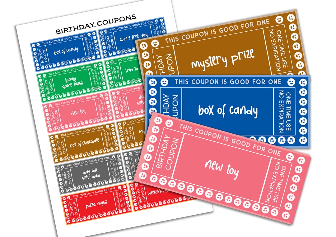 Kids Reward Coupons, Printable Activity Tickets (PDF, JPG), Instant ...