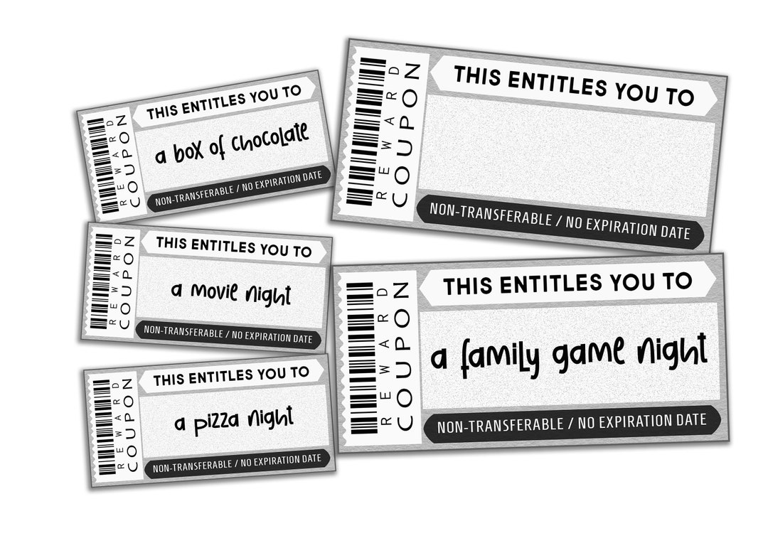REWARD COUPON Printable Reward Coupon Printable Blank Coupons Kids Activity Coupon Printable
