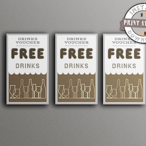 FREE DRINKS TICKET Gutscheine, Getränkekarten, Event Ticket, Gutscheine für Aktivitätsgetränke, Print Home, Trending Ticket