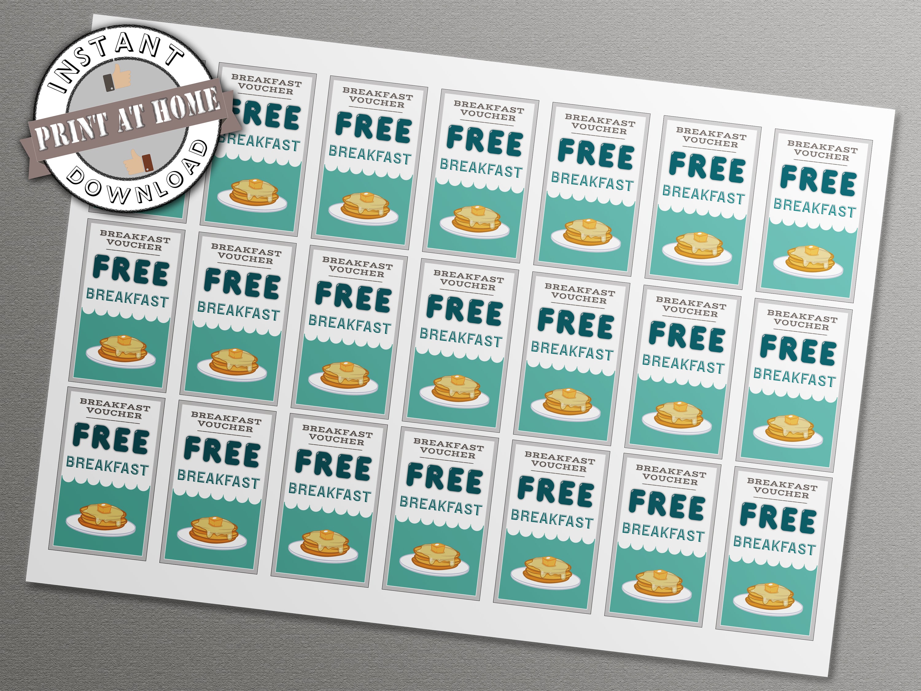 Printable Free Breakfast Voucher, Event Ticket (PDF & PNG), Instant ...