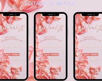 Anpassbare animierte Geburtstagseinladung, bearbeitbare Canva-Vorlage (digitale Einladung)