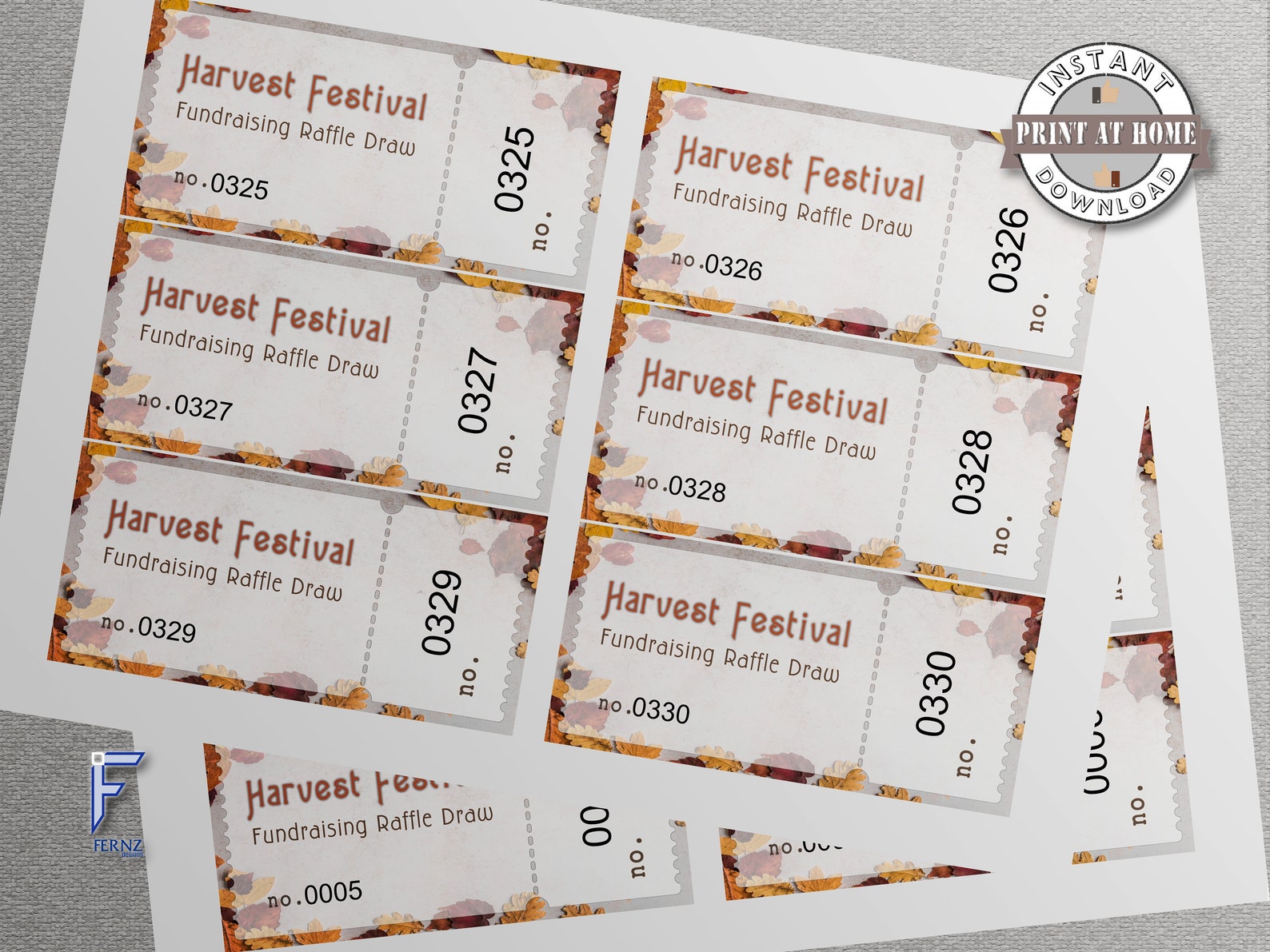 HARVEST FESTIVAL FUNDRAISING Raffle Tickets, 1-500 Fundraising Tickets ...