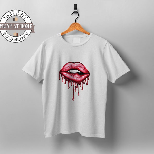 Red Kissable Lips Design | PNG Instant Digital Download | Printables