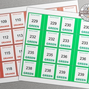 FARBIGE VERLOSUNGSTICKETS, Raffleticket, Aktivitätsrafflelosnummern, Fundraisen-Verlosungskartencoupon, druckbare Raffle-Karte
