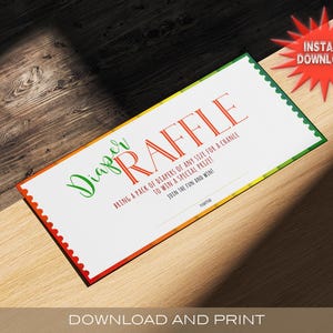 INSTANT DOWNLOAD DIAPER Raffle Ticket, Printable Diaper Raffle Ticket, Diaper Raffle Ticket Template, Instant Download, Print At Home