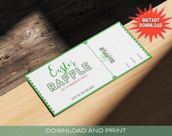 Billet de tombola de Pâques, imprimable personnalisable, modèle de billet de collecte de fonds de vacances, impression à la maison