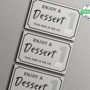 GENIESSEN SIE EINEN DESSERT-GUTSCHEIN, Dessertkarten, Ereigniskarte, Nachfrage nach Dessertgutscheinen, Print At Home, Trending Ticket