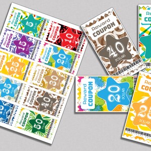 REWARD COUPON TICKET, Printable reward coupons, kids activity coupon, homeschool activity coupons