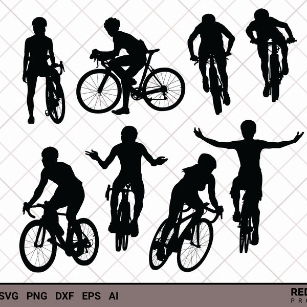 Cycling SVG, Athlete Cyclist SVG Bundle, retro vintage, bike life, bicycle silhouette, triathlon, sports team player gift for loved ones!