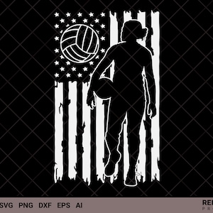 Volleyball SVG, USA Flag Volleyball Player SVG, drapeau américain svg, silhouette svg, entraîneur de volley-ball, cadeau de joueur d’équipe sportive pour les proches!