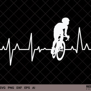 Radsport SVG, Radfahrer Lifeline Heartbeat SVG, Vintage SVG, Bike Life svg, Bike Essential svg, Fahrrad Silhouette, Sport Geschenk für lieben Menschen!