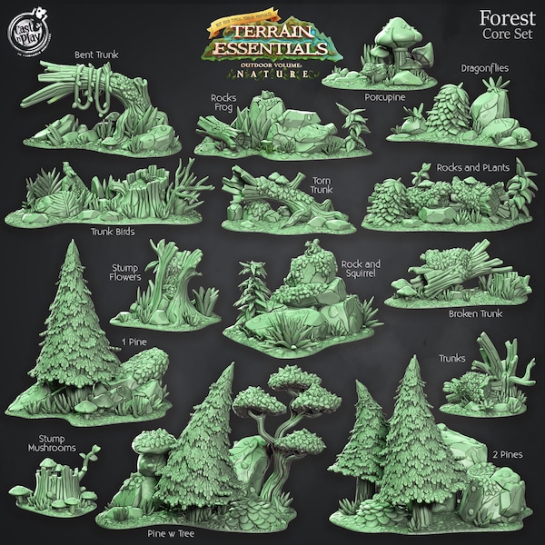 Forest Terrain | Terrain Essentials | 32mm Tabletop Terrain | 4K Detail | D&D | Pathfinder | RPG | Boardgame | Wargaming | AUS | Cast n Play