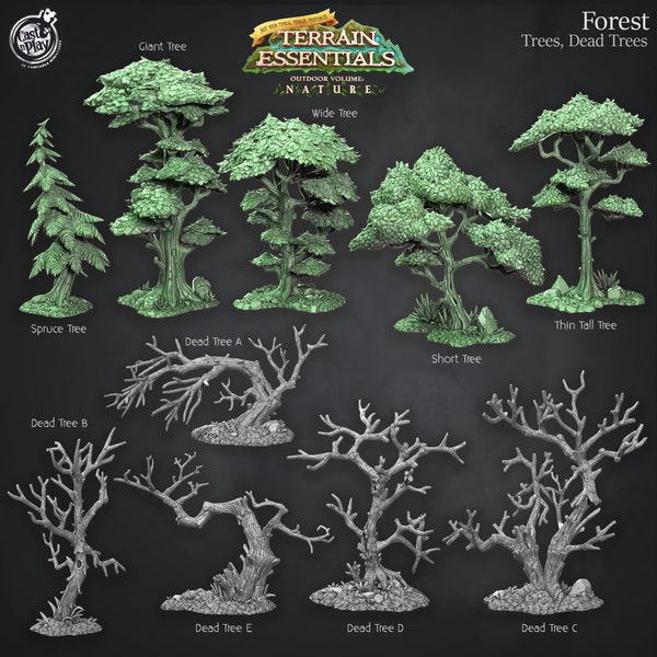 Forest Tree Terrain | Terrain Essentials | 32mm Tabletop Terrain | 4K Detail | D&D | Pathfinder | RPG | Boardgame | Wargaming | Cast n Play