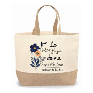 Customizable jute shopping bag gift for Mistress, Atsem, Nanny small bazaar, End of year gift, school, original