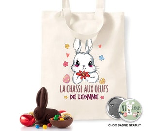 Sac de Pâques / Panier cœur prénom personnalisable et badge gratuit