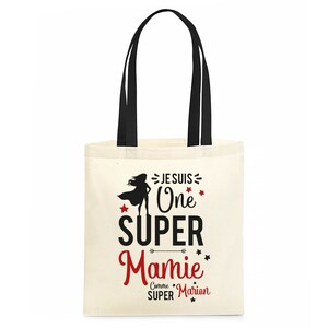 Tote bag cabas personnalisable Maman, Mamie, Marraine, Cousine, etc... super bordeaux