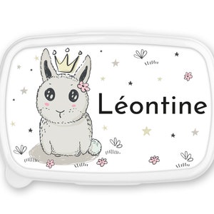 Boîte à goûter repas, lunch box, rentrée école, pour enfant prénom personnalisable - lapin king