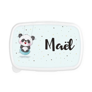 Boîte à goûter repas, lunch box, rentrée école, pour enfant prénom personnalisable - Panda
