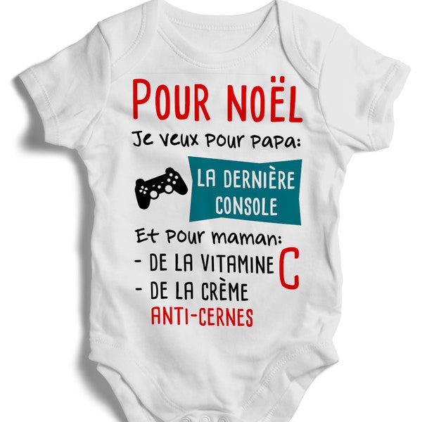 Body grenouillère  mon premier Noël papa et maman cadeaux