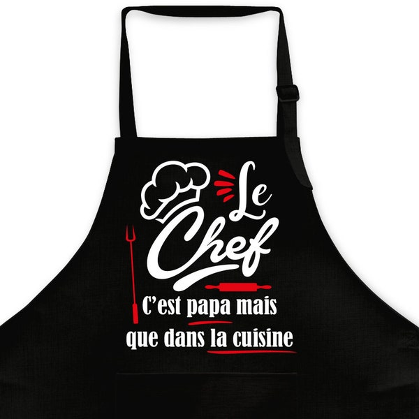 Tablier cuisine personnalisable Papy, papa, tonton, etc plusieurs couleurs chef