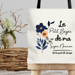 Tote bag cabas Maîtresse, Atsem, Nounou personnalisable Petit Bazar, Cadeau de fin d'année, école, original image 3