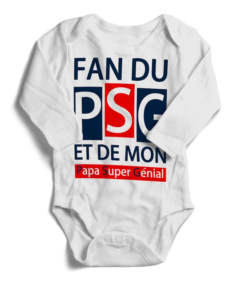 Body bébé personnalisable manches courtes ou longues Fan du PSG image 2