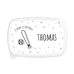 Boîte à goûter repas, lunch box, rentrée école, pour enfant prénom personnalisable - Baseball