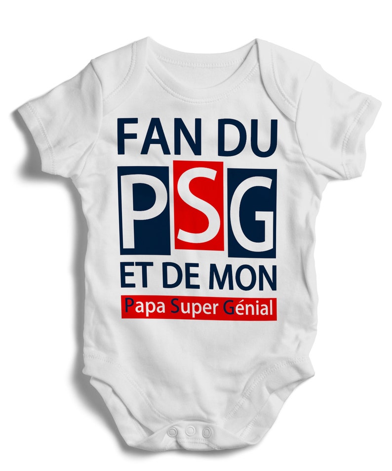 Body bébé personnalisable manches courtes ou longues Fan du PSG image 1